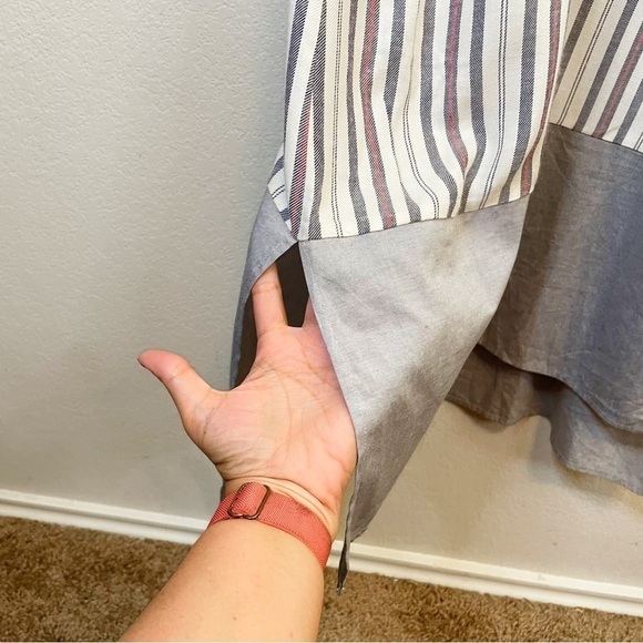 Doe & Rae Blue Gray Beachy Stripe Sleeveless Maxi Dress Size Medium - Picture 7 of 9